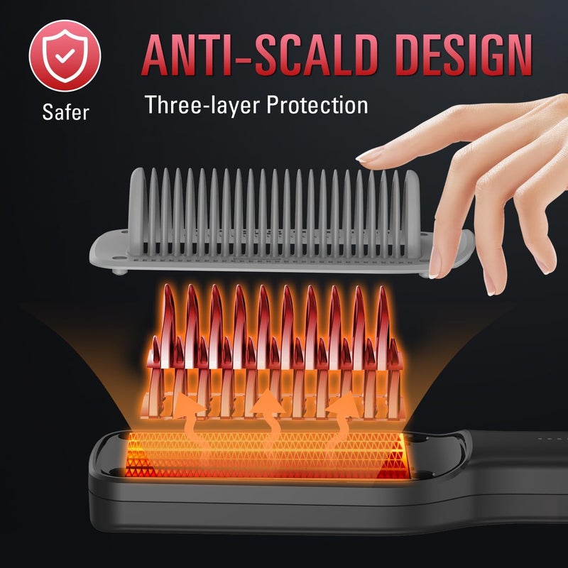 SDLOGAL Hair Straightener Brush, Straightening Comb with 5 Temps & Fast Heating, Easy & Fast Salon-Style, Plus Dual Voltage Travel Friendly - Image 3